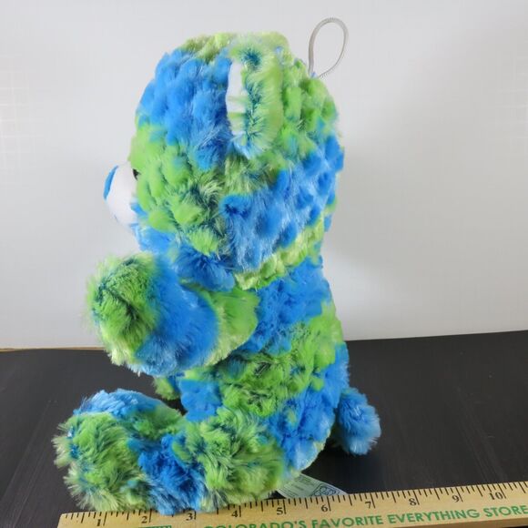 Plush Sitting Bear Green Blue 10” Multicolor Soft Stuffed Toy Animal Plushie - Picture 16 of 16